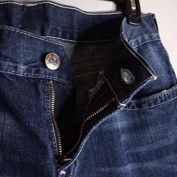 True Religion Slim Men's Distressed Dark Wash Denim Jeans Size 32x33 - Picture 8 of 12